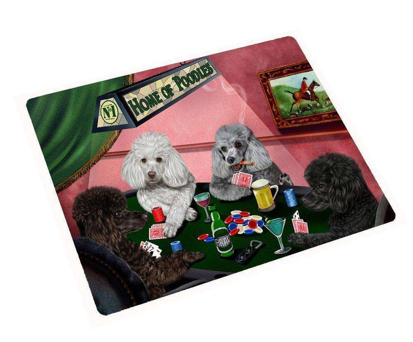 Home of Poodles Tempered Cutting Board 4 Dogs Playing Poker