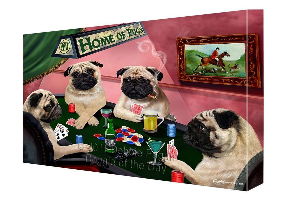 Home of Pug Dogs Playing Poker Canvas Gallery Wrap 1.5" Inch