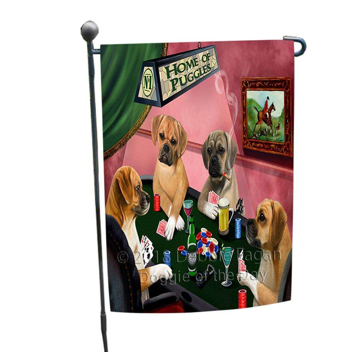 Home of Puggle 4 Dogs Playing Poker Garden Flag GFLG54410