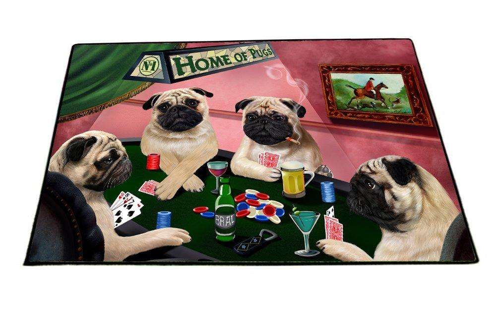 Home of Pugs 4 Dogs Playing Poker Floormat 18" x 24"