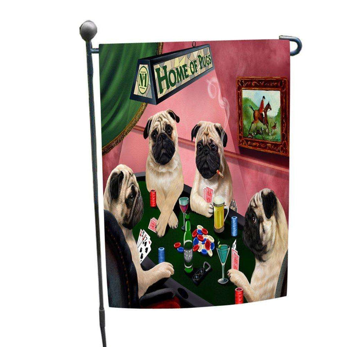Home of Pugs 4 Dogs Playing Poker Garden Flag