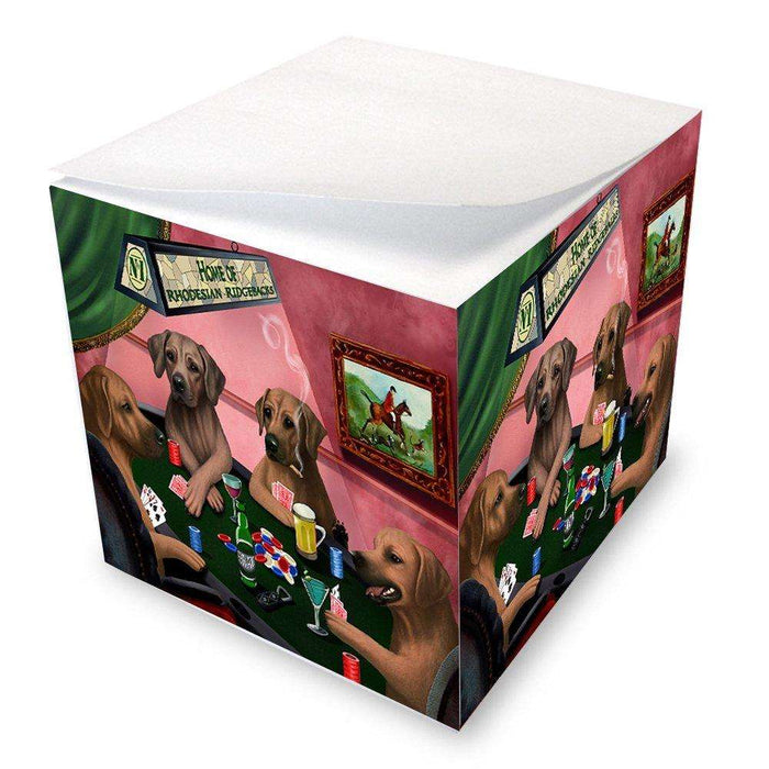 Home of Rhodesian Ridgeback 4 Dogs Playing Poker Note Cube