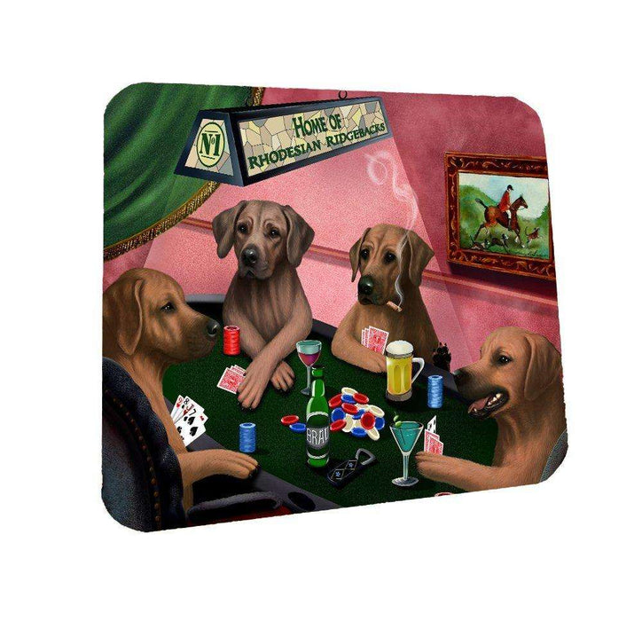 Home of Rhodesian Ridgeback Coasters 4 Dogs Playing Poker (Set of 4)