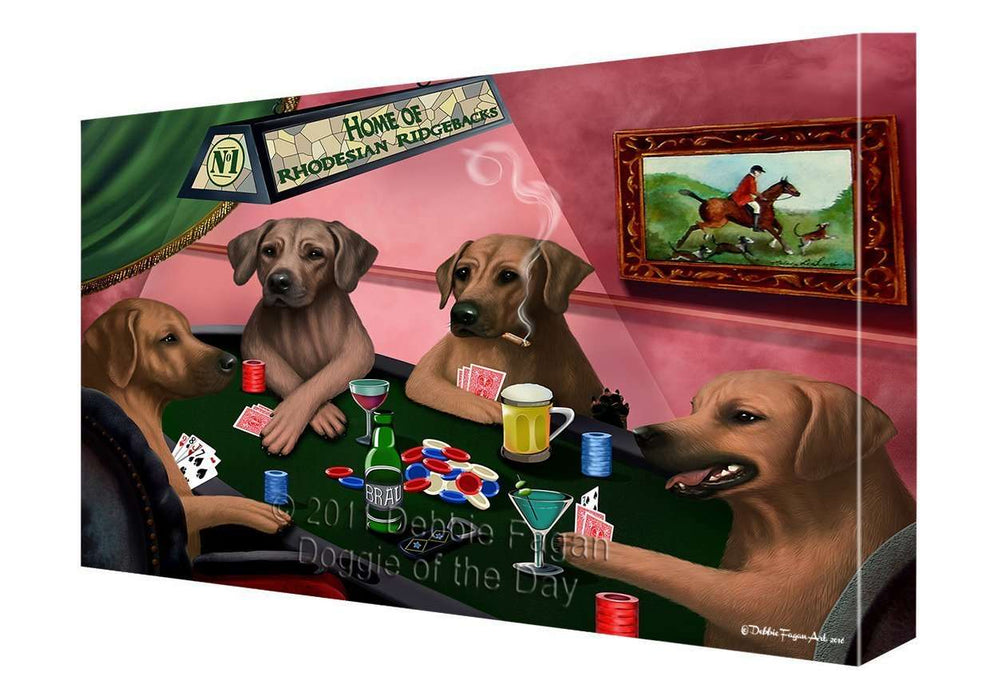 Home of Rhodesian Ridgeback Dogs Playing Poker Canvas Gallery Wrap 1.5" Inch