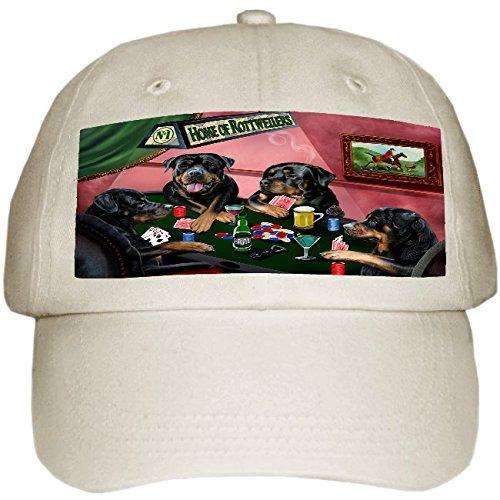 Home of Rottweiler 4 Dogs Playing Poker Hat Off White