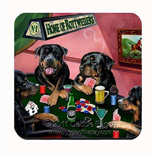 Home of Rottweiler Coasters 4 Dogs Playing Poker (Set of 4)