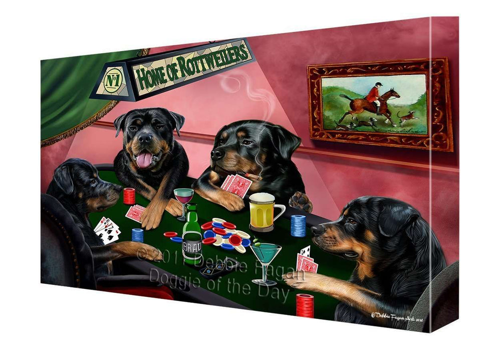 Home of Rottweiler Dogs Playing Poker Canvas Gallery Wrap 1.5" Inch