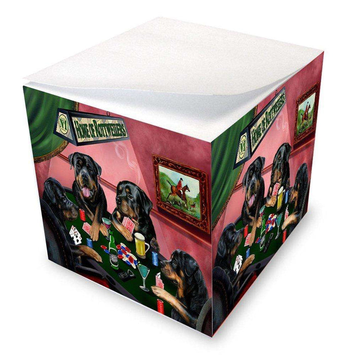 Home of Rottweilers 4 Dogs Playing Poker Note Cube