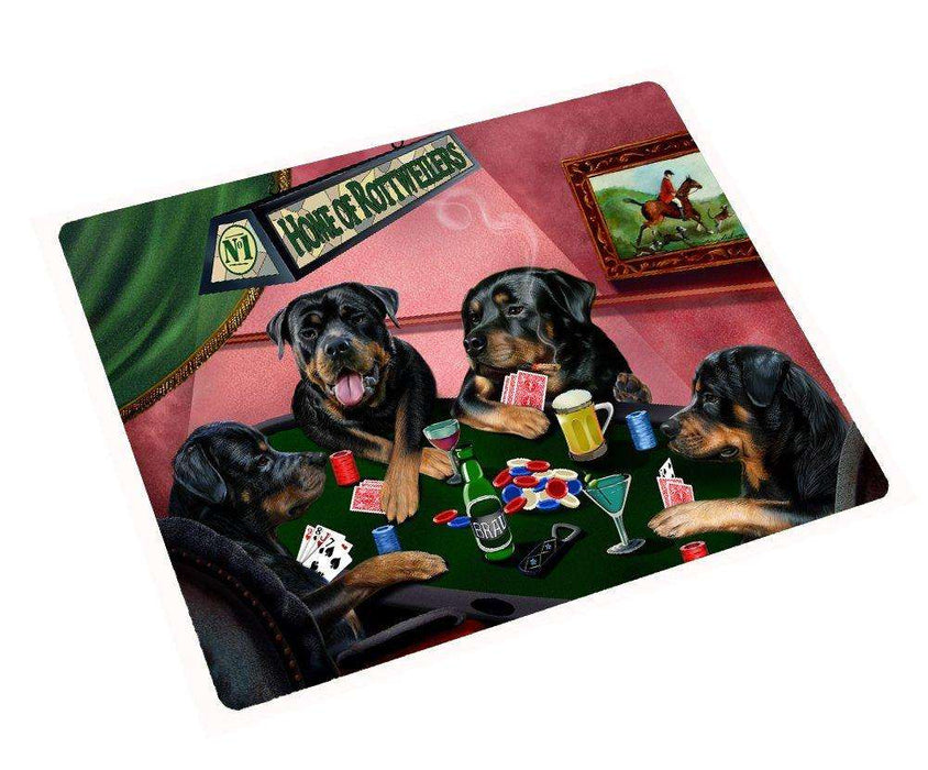 Home of Rottweilers Tempered Cutting Board 4 Dogs Playing Poker