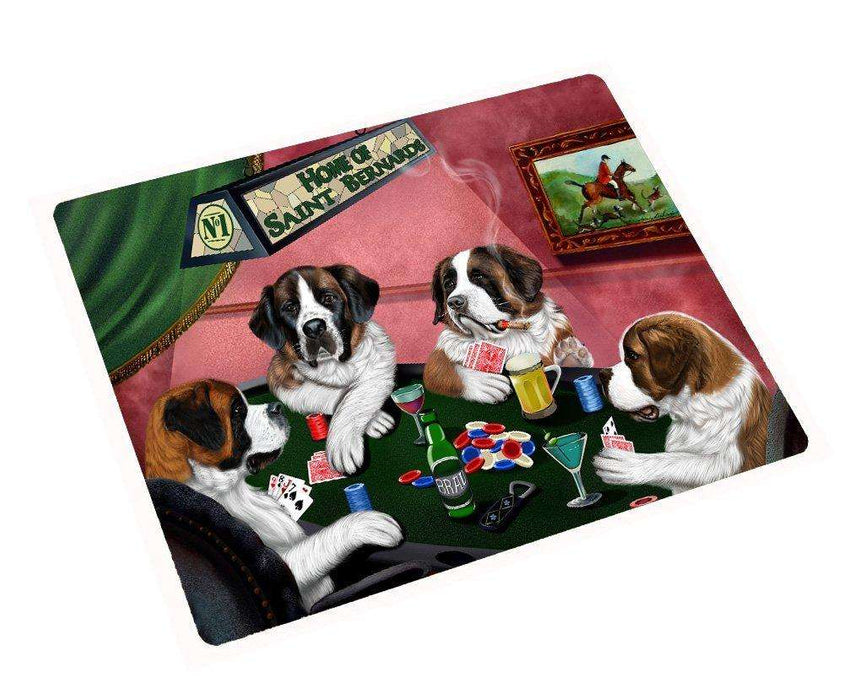 Home of Saint Bernard 4 Dogs Playing Poker Large Tempered Cutting Board 15.74" x 11.8" x 5/32"
