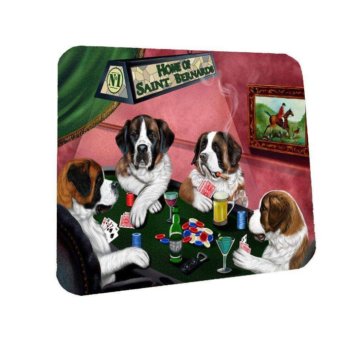 Home of Saint Bernard Coasters 4 Dogs Playing Poker (Set of 4)