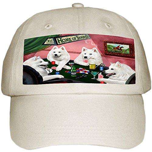 Home of Samoyed 4 Dogs Playing Poker Hat Off White