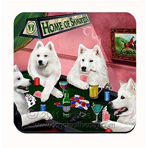 Home of Samoyed Coasters 4 Dogs Playing Poker (Set of 4)