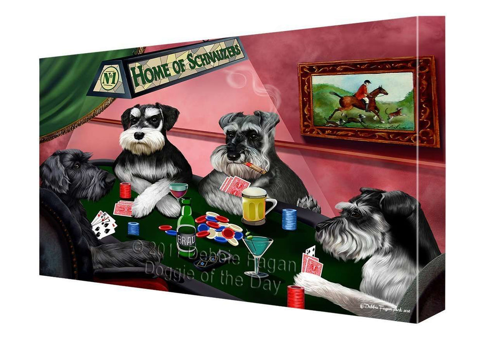 Home of Schnauzer Dogs Playing Poker Canvas Gallery Wrap 1.5" Inch