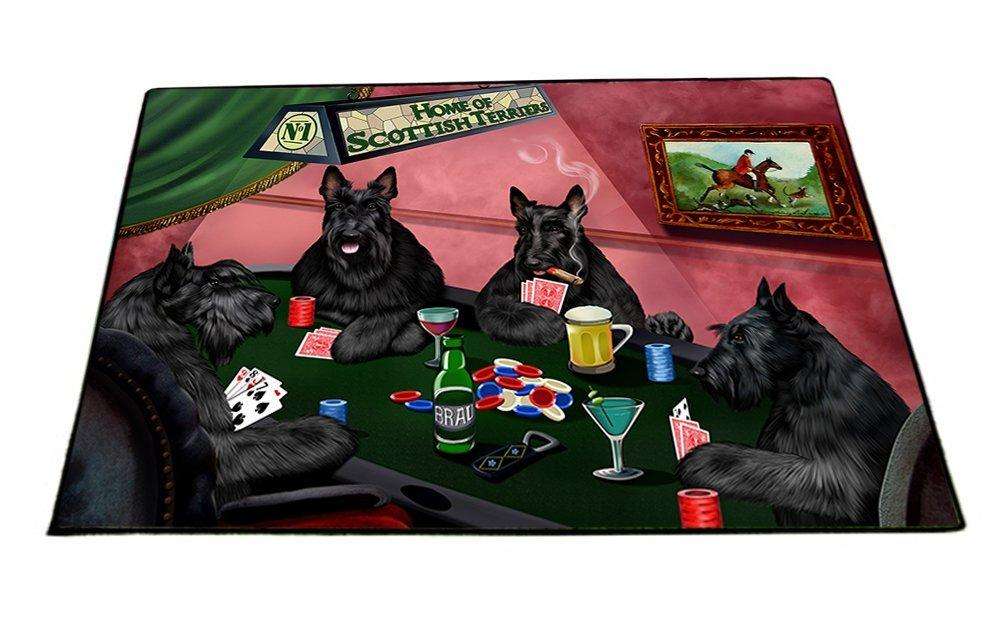 Home of Scottish Terriers 4 Dogs Playing Poker Indoor/Outdoor Floormat