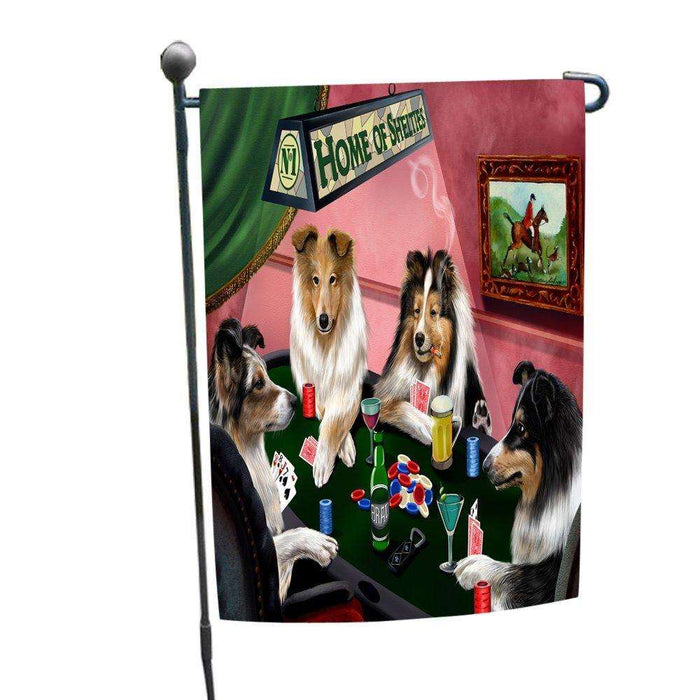 Home of Shelties 4 Dogs Playing Poker Garden Flag