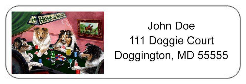 Home of Shelties 4 Dogs Playing Poker Return Address Label