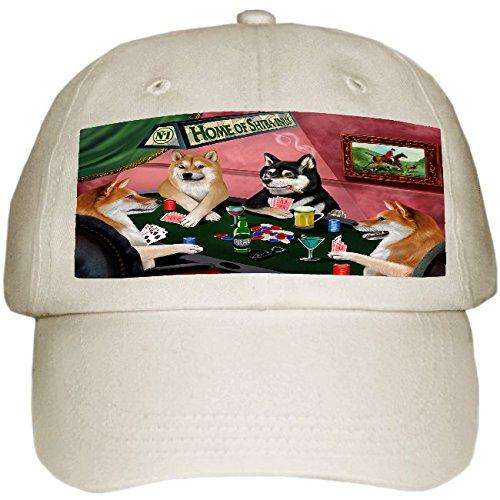 Home of Shiba Inu 4 Dogs Playing Poker Hat Off White