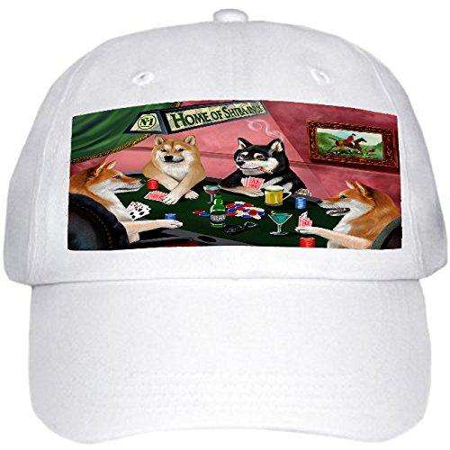 Home of Shiba Inu 4 Dogs Playing Poker Hat White