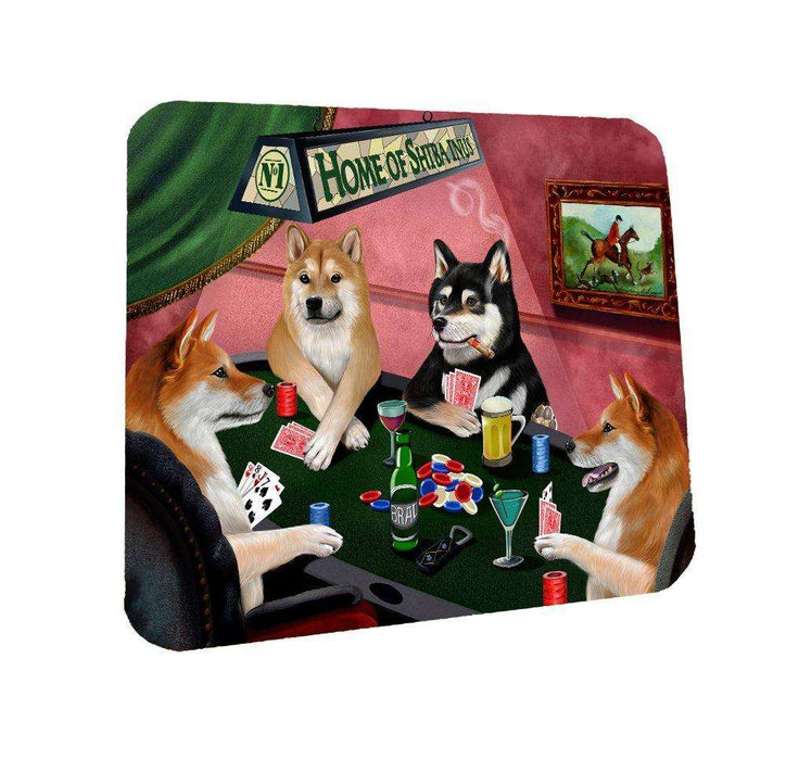 Home of Shiba Inu Coasters 4 Dogs Playing Poker (Set of 4)