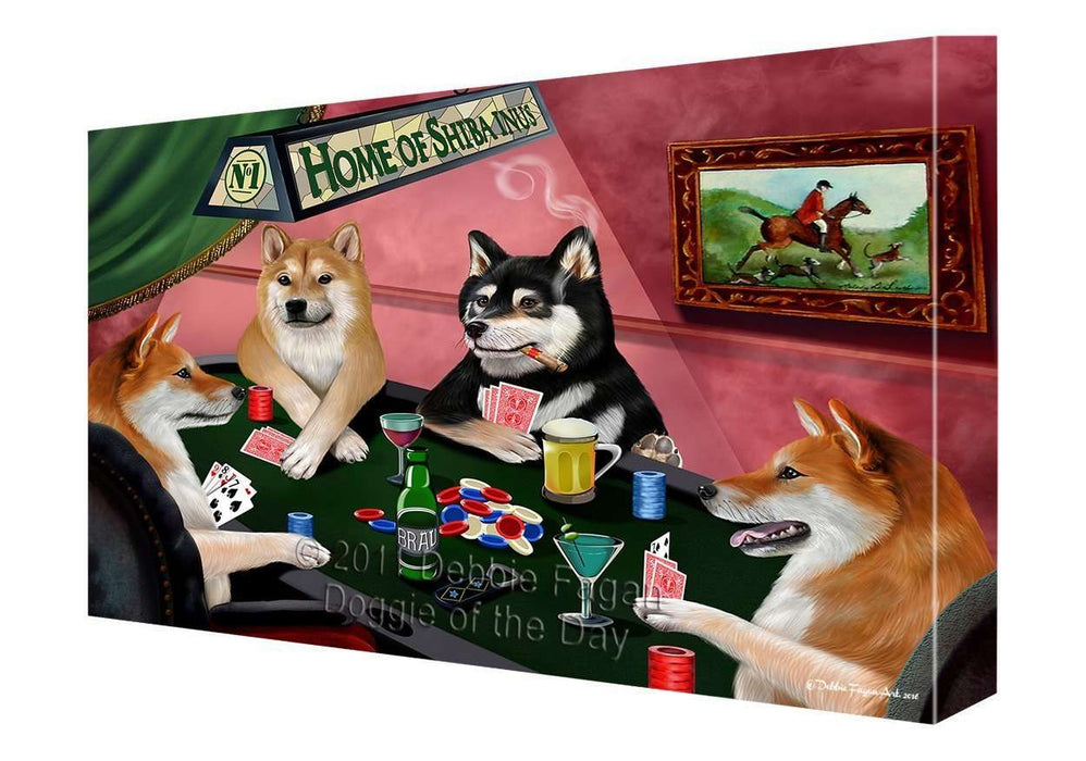 Home of Shiba Inu Dogs Playing Poker Canvas Gallery Wrap 1.5" Inch