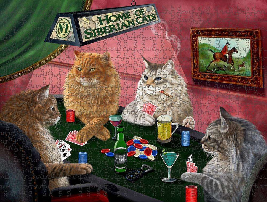 Home of Siberian 4 Cats Playing Poker Puzzle with Photo Tin PUZL84552