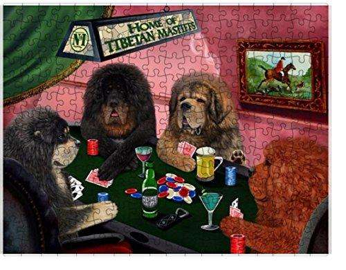 Home of Tibetan Mastiffs 4 Dogs Playing Poker Puzzle with Photo Tin