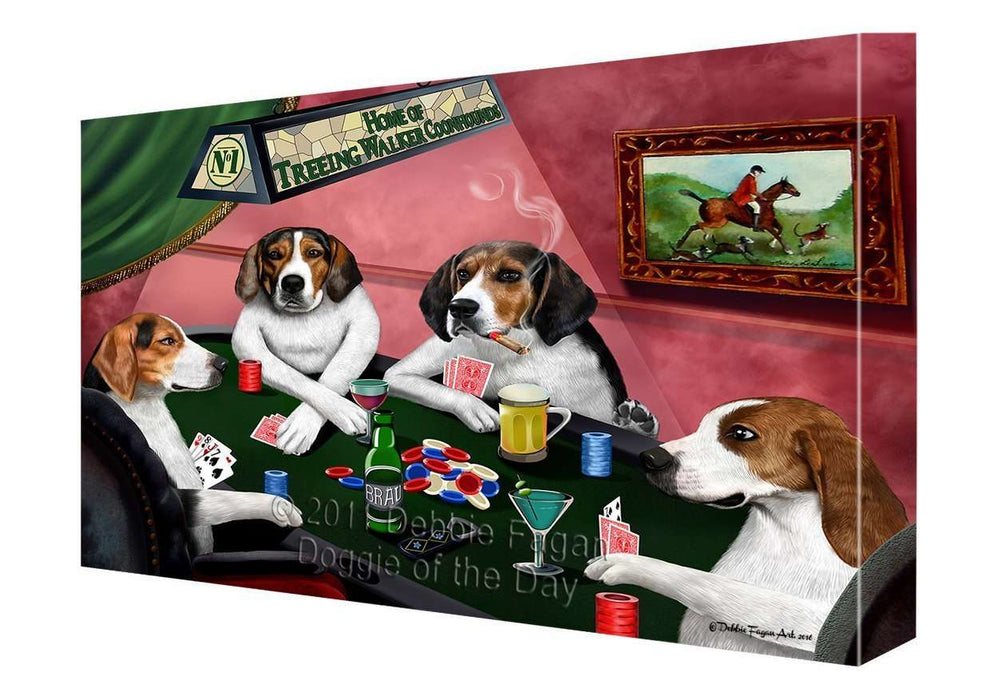 Home of Treeing Walker Coonhound Dogs Playing Poker Canvas Gallery Wrap 1.5" Inch