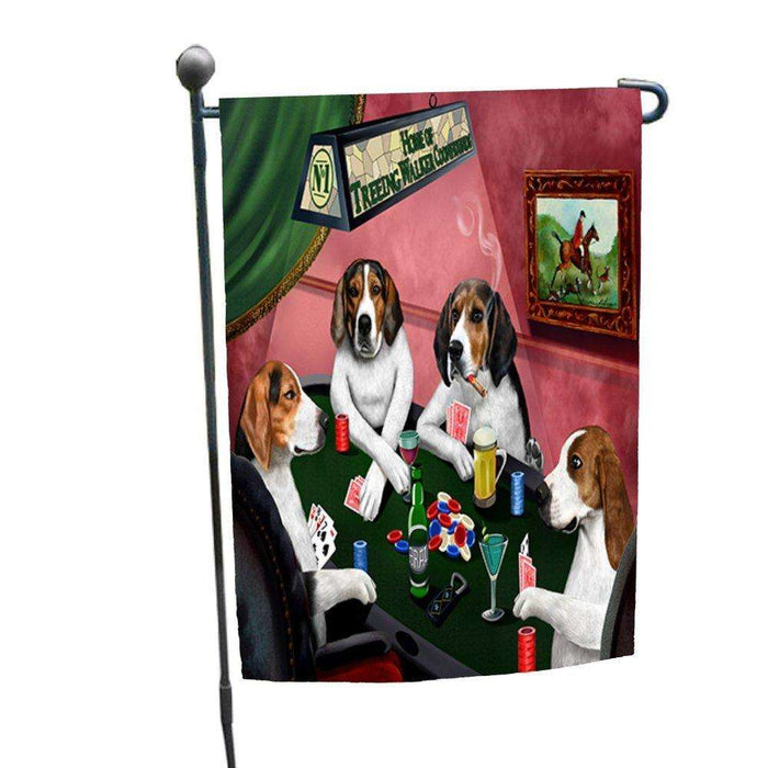 Home of Treeing Walker Coonhounds 4 Dogs Playing Poker Garden Flag