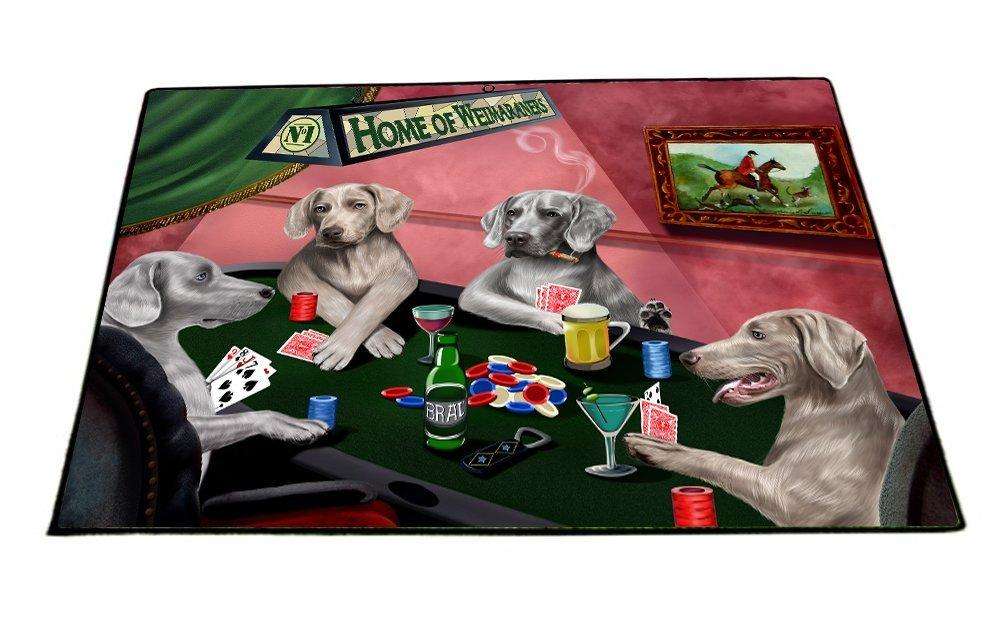 Home of Weimaraner 4 Dogs Playing Poker Floormat 18" x 24"
