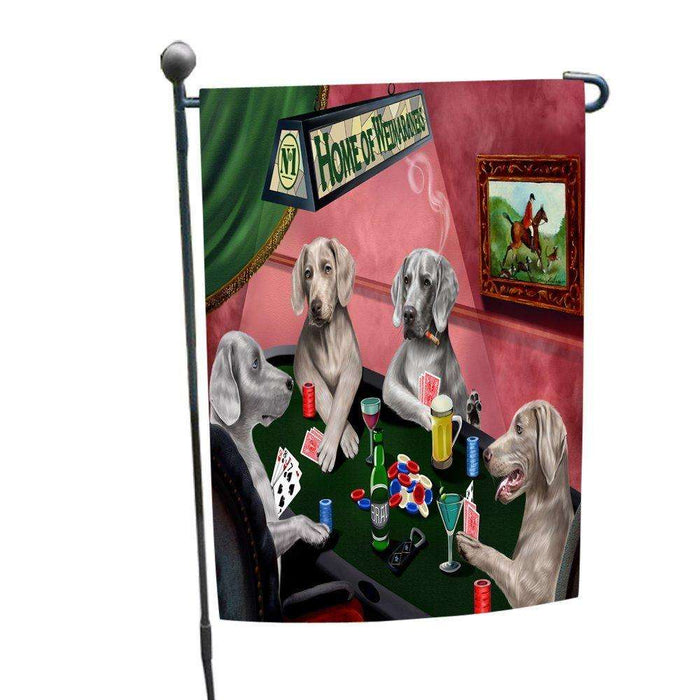 Home of Weimaraner 4 Dogs Playing Poker Garden Flag