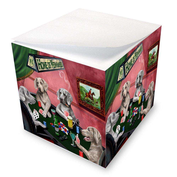 Home of Weimaraner 4 Dogs Playing Poker Note Cube