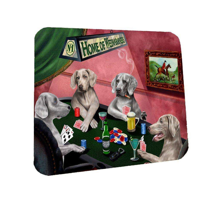 Home of Weimaraner Coasters 4 Dogs Playing Poker (Set of 4)