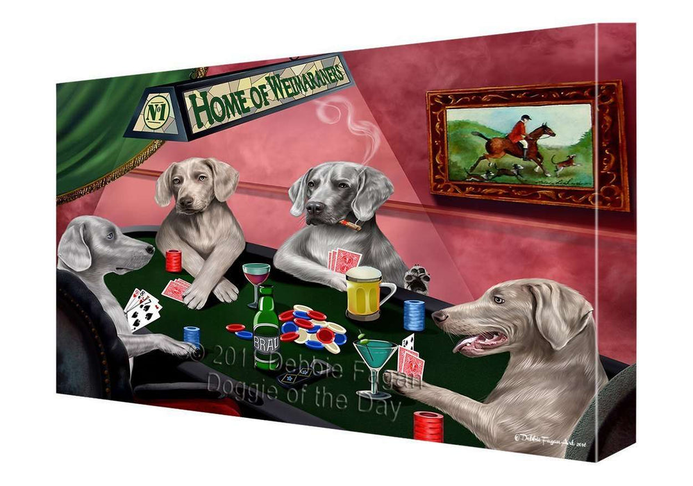 Home of Weimaraner Dogs Playing Poker Canvas Gallery Wrap 1.5" Inch
