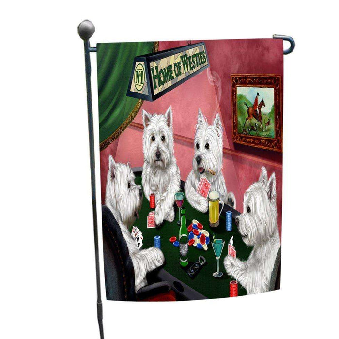 Home of West Highland White Terriers 4 Dogs Playing Poker Garden Flag