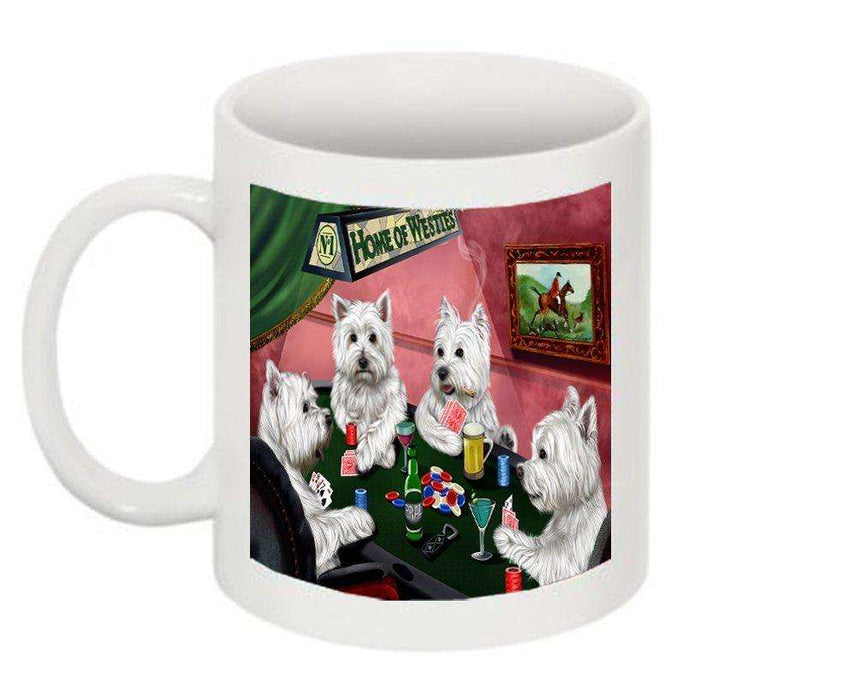 Home of West Highland White Terriers 4 Dogs Playing Poker Mug