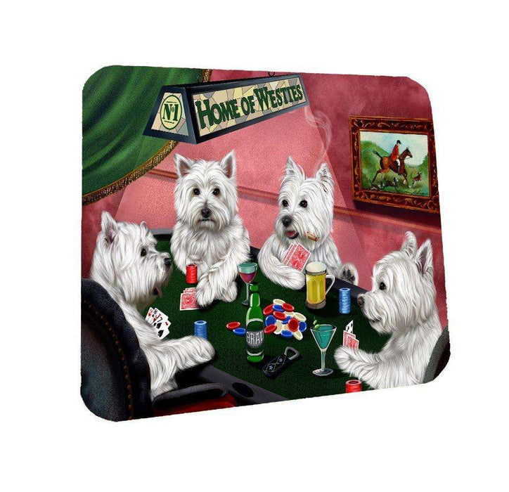 Home of West Highland White Terriers Coasters 4 Dogs Playing Poker (Set of 4)