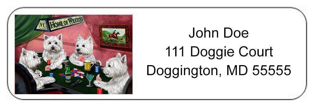 Home of Westies 4 Dogs Playing Poker Return Address Label