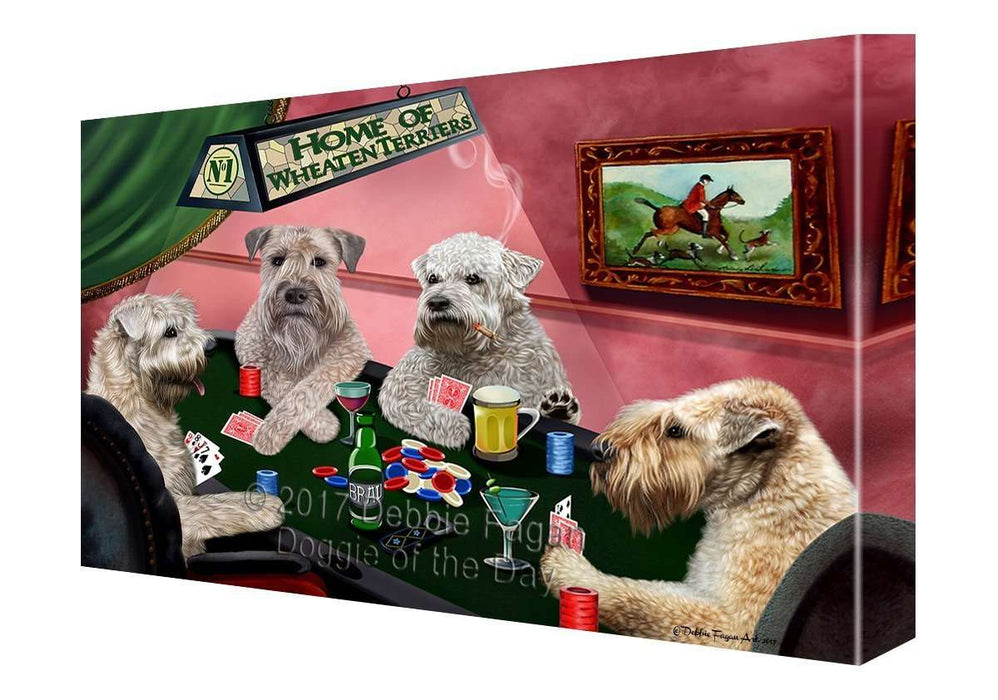 Home of Wheaten Terriers 4 Dogs Playing Poker Canvas Wall Art