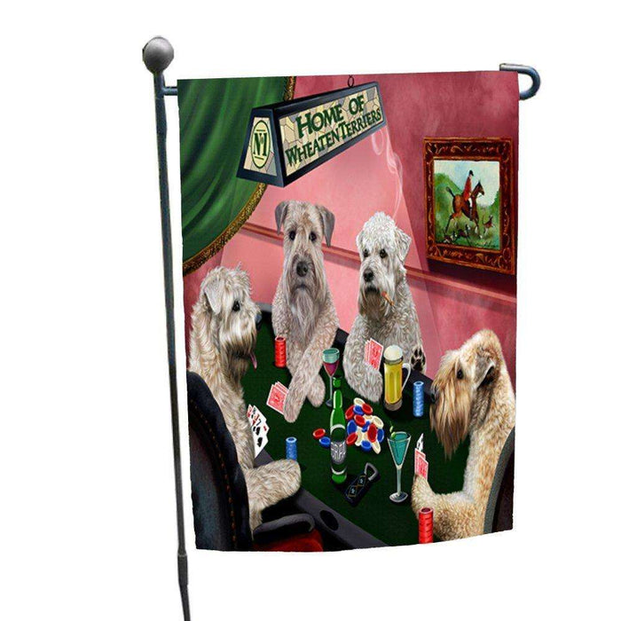 Home of Wheaten Terriers 4 Dogs Playing Poker Garden Flag