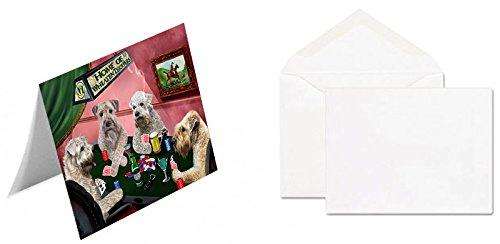 Home of Wheaten Terriers 4 Dogs Playing Poker Handmade Artwork Assorted Pets Greeting Cards and Note Cards with Envelopes for All Occasions and Holiday Seasons