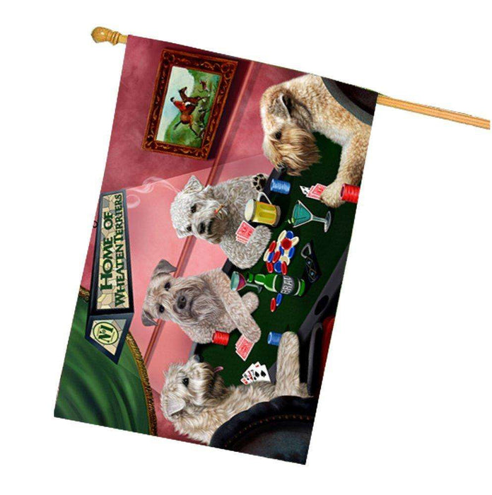Home of Wheaten Terriers 4 Dogs Playing Poker House Flag