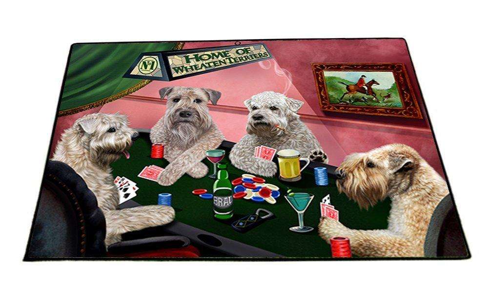 Home of Wheaten Terriers 4 Dogs Playing Poker Indoor/Outdoor Floormat