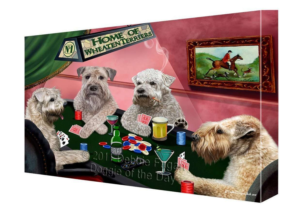 Home of Wheaten Terrier Dogs Playing Poker Canvas Gallery Wrap 1.5" Inch