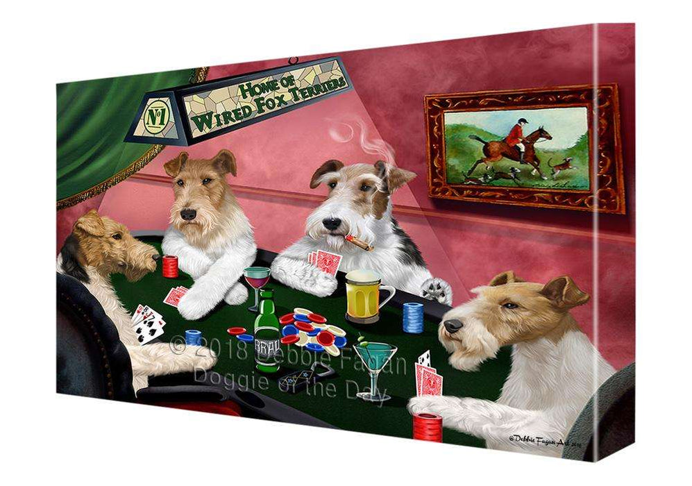Home of Wire Fox Terrier 4 Dogs Playing Poker Canvas Print Wall Art Décor CVS107000