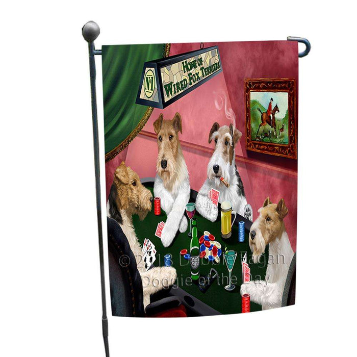 Home of Wire Fox Terrier 4 Dogs Playing Poker Garden Flag GFLG54412