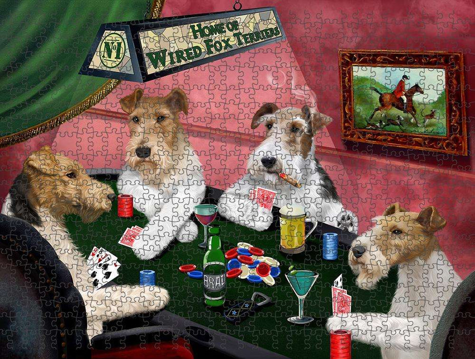 Home of Wire Fox Terrier 4 Dogs Playing Poker Puzzle with Photo Tin PUZL84556