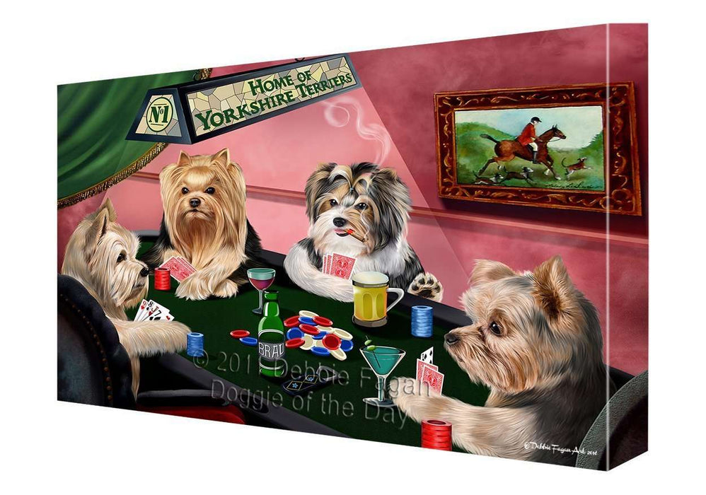 Home of Yorkshire Terrier Dogs Playing Poker Canvas Gallery Wrap 1.5" Inch