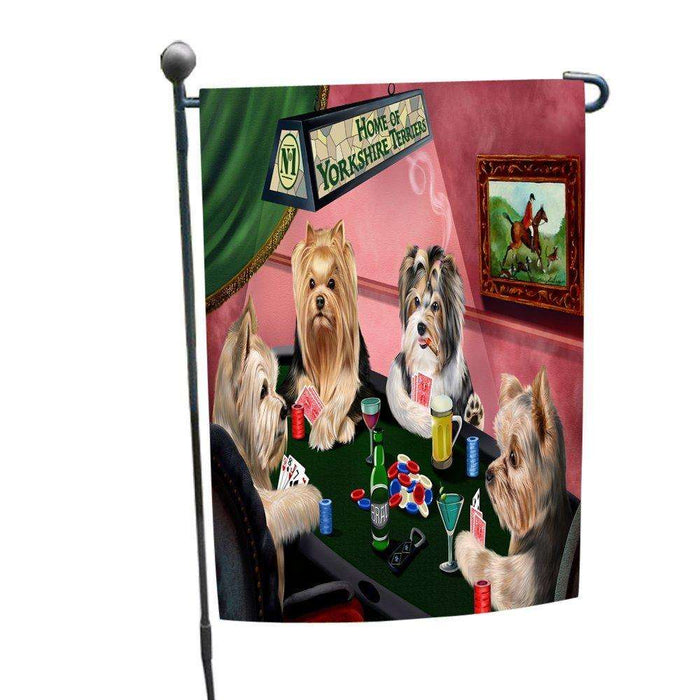 Home of Yorkshire Terriers 4 Dogs Playing Poker Garden Flag