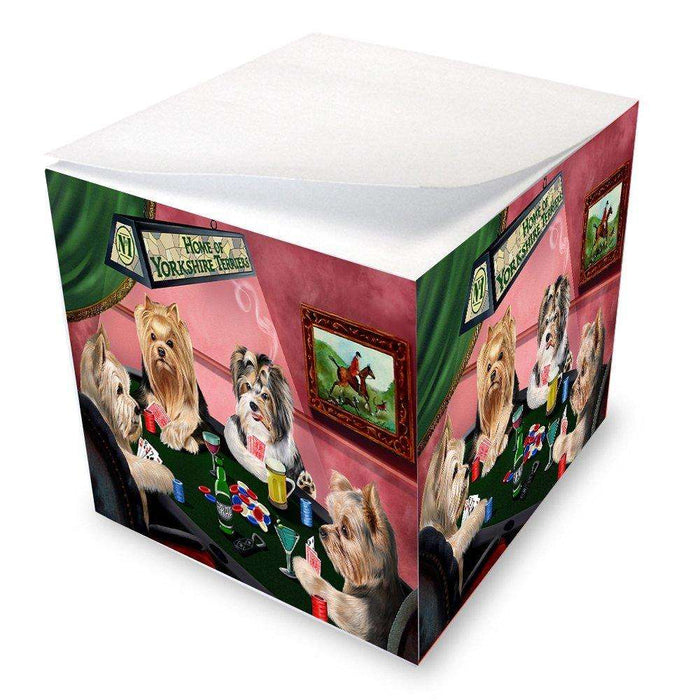 Home of Yorkshire Terriers 4 Dogs Playing Poker Note Cube